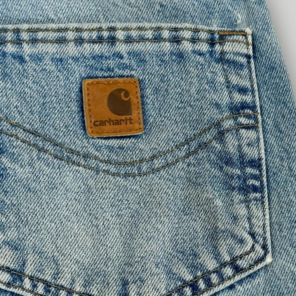 Carhartt Jeans‎ Mens 44x32 Blue Denim Relaxed Fit B17 DST Straight Leg Workwear